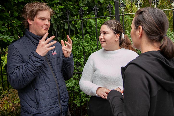 Group of young people talking